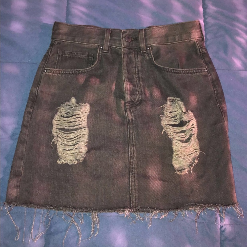 forever 21 black denim skirt